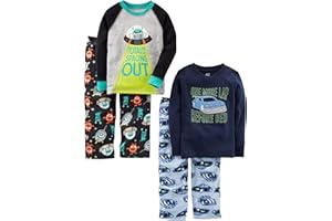 Simple Joys by Carter's Pijama de 4 Piezas Superior de Algodón y Parte Inferior de Felpa Niño