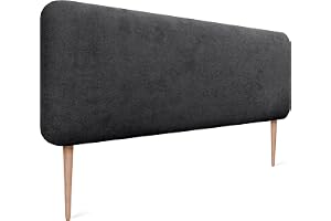 DHOME Slät Rundad Sänggavel Klädd i Aqualine-tyg med Ben för Vägg Akustiska Ljudabsorberande Sänggavlar för Sovrum (Svart, 140cm)