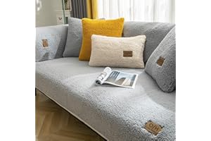 LINGKY Samt Sofabezug 1 2 3 4 Sitzer, L Form Sofaüberwurfe, Ecksofa Sofa überzug Pets Dog Couch überzug Anti-rutsch Sofaschutz, Ultra Weicher Sofaschoner (Grau, 70x180cm/Rechteckig)