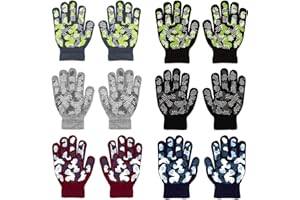 QKURT 6 Pairs of Children's Gloves, Full Finger Children's Winter Gloves, Knitted Gloves, Suitable for Children Aged 3 to 15 Years