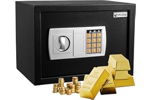 Ecosa Elektronischer Tresor 35x25x25cm mit Kombinationsschloss und Schlüssel - Hotelsafe, Möbeltresor, Wandtresor für Zuhause und Kinder - Elektrischer Safe 3x extra dicke Doppelbolzenverriegelung