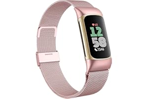 Faliogo Métal Bracelet Compatible avec Fitbit Charge 6 Bracelet pour Femme Hommes, Bracelet de Remplacement réglable en Acier Inoxydable avec Boucle magnétique pour Fitbit Charge 6