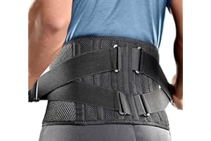 FREETOO Air Mesh Back Support Belt for Men Women Lower Back Pain Relief with 7 Stays, Adjustable Back Brace Support for Work, Anti-skid Lumbar Support Belt for Sciatica Scoliosis