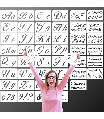 40 Stuks Lettersjablonen – 17,8 X 10,2 Cm – Herbruikbare Cijfers, Letters En Symbolen Sjablonen – Voor Scrapbooking, Airbrush, Houtbranden, Tekenen En DIY
