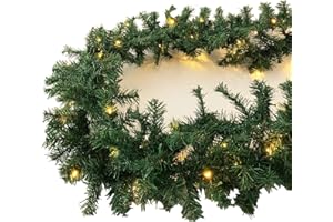 ‎MOJAWO Mojawo L-XXL Weihnachtsbeleuchtung Girlande beleuchtet Tannengirlande 35/70/100 LED Lichterkette 270/540/810 cm Weihnachten innen und außen, Tannengirlanden:L