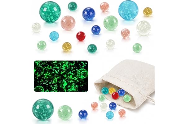 20 st. kulor glas, 16 mm/25 mm/30 mm glaspärlor i mörkret 3 storlekar