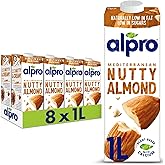 Alpro Almond Plant-Based Long Life Drink - Vegan Dairy Free & Lactose Free Milk Alternative - 1L (Pack of 8)