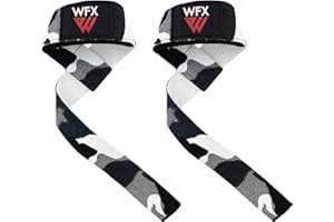 WFX Polsiere per sollevamento pesi imbottite, in neoprene, per uomini e donne, per palestra, cross fit, allenamento, manubri, fitness, body building, power lifting, stacchi da terra
