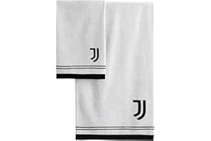 hermet Juventus Asciugamani Bagno, Set 2 Asciugamani Bagno, Asciugamano Viso, Asciugamano Bidet, Prodotto Ufficiale, 100% cotone, Set 2 pezzi, Bianco Nero