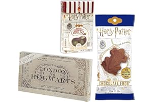 Jelly Belly Harry Potter Bertie Botts Bohnen, Schokofrosch und Hogwarts-Zugticket aus Schokolade (35g + 15g + 42g)