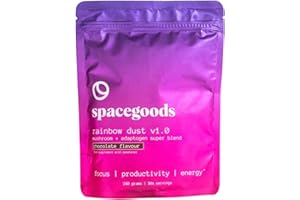 SPACE GOODS Spacegoods - Rainbow Dust v1.0 - Schokoladenaroma Löwenmähne Pilz Pulver - Energy-Drink-Superfood, Kaffeealternative - mit Chaga, Cordyceps, Maca-Wurzel, Ashwagandha - Vegan - 30 Portionen (240g)