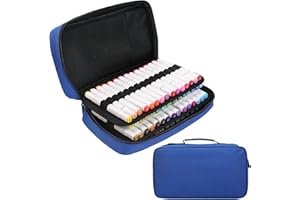 BOMKEE Étui Organiseur pour 60 Marqueurs, Trousse à Crayons avec Poignée de Transport, Grande Capacité de Stockage