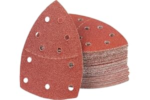 PMIQSA 70PCS 40 Grits Sanding Pads Mouse Sander Pads 11 Hole Sanding Sheets Hook Sandpaper Sheets for Multitool Detail Sander Paper