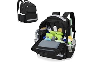 HODRANT Sac à Dos de Nettoyage avec Plaque Inférieure et Fond étanche, Grand Sac de Nettoyage pour Fournitures de Nettoyage, Organiseur de Nettoyage pour Maison et Voiture, Sac Seulement