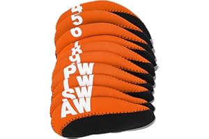 SHANRYA Couvre-chefs en fer pour club de golf en cuir, housses de tête de club de golf douces et confortables pratiques pour les têtes de fer de golf pour la maison (orange)