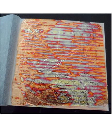 Feuilles D'Or Imitation JINRUISI - Lot De 50 Feuilles 14x14cm - Motif Coucher De Soleil Doré - Pour Dorure Et Art