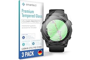 smartect Verre Trempé [3 Pièces, Clear] pour Garmin Epix Pro 51mm, Protecteur d'écran en Verre HD Anti Rayures, Sans Bulles, Dureté 9H, 0.3mm Ultra Transparent, Ultra Résistant