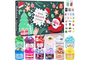Yuxava Fluffy Butter Slime Kit, Slime Calendario dell'Avvento 2026 per Bambini, Melma Trasparente e Melma di Burro,Kit fai da te Giocattolo Antistress,Regalo a Sorpresa di Natale per Ragazze e Ragazzi