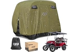 ‎10L0L 10L0L 4 Passagier Golfwagen Abdeckung passend für EZGO, Club Car, Yamaha, 400D wasserdichte Winddichte Sonnendicht Im Freien Vollabdeckung mit DREI Reißverschluss Türen, Schwarz/Armeegrün/Silber Weiß