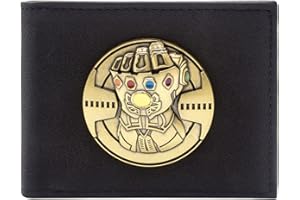 AVENGERS Avenger Infinity Gauntlet Soul Gems Emblème Métallique Portefeuille Bi-Fold Porte-Carte d'Identité & Porte-Carte, Noir