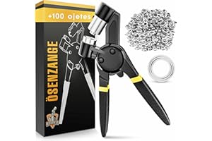 Meisterfaktur Remachadora ojales- Mínimo esfuerzo - Prensa para ojales segura con 100 ojetes (Ø interior 10mm) - ¡Maquina ojales, ideales para telas, lonas y toldos!
