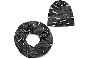 styleBREAKER Loop Schal und Beanie Mütze Set im Destroyed Vintage used Look, Unisex 01018209