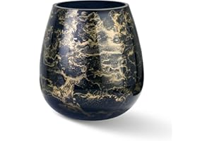 Terroso - Vase - Verre Noir soufflé à la Bouche - Aspect Luxueux, élégant et stylé - 21 cm de Haut - Aspect marbre - Vase à Fleurs