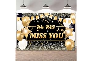 XINDY Wir Werden Dich Vermissen Banner extra groß Schwarz Gold We Will Miss You Deko Abschied Banner für Rente deko Ruhestand Pensionierung Party Abschied Kollegin Party deko