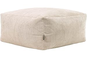 ‎ICON Icon Tetra Sitzsack Hocker, Modular Sofa für Erwachsene, Beige, Flauschiger Cordstoff, 2 Sitzer Ecksofa, Bequemer Bean Bag Sofa mit Füllung, Relaxsessel, Lounge, Wohnzimmer Möbel
