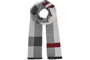 Miss Lulu Echarpe Homme Hiver, Foulards Chaude et Douce en Laine Tricot, Longue Écharpe à Carreaux Classique