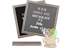 ‎MEAFENG 30×30CM Doppelseitiges Letter Board Rustikales Buchstabentafel mit 1100+ 4-Farben-Buchstaben und Kursive Wörter für Wohnkultur und Geschenk