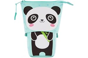 ACANICA Federmäppchen, 2-in-1 Standmäppchen, Teleskopisch Mäppchen, Federtasche Reißverschluss, Stifthalter, Schulmäppchen für Mädchen, Jungs, Teenager, Geschenke 7 8 9 10 11 12 Jahre-Panda