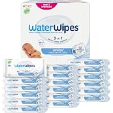 WaterWipes Sensitive+ Newborn &amp; Baby Wipes, 18 Packs | 1080 3-in-1 wipes that cleanse, protect and care for skin; 99.9% water