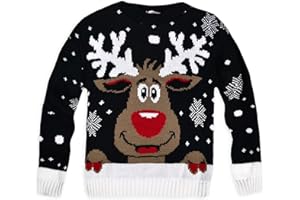 GÉNÉRIQUE Generic enfants Unisexe tricoté Rudolph Pull Noël