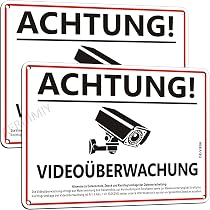 HAGEFOL® Videoüberwachung Schild (20x15 Cm) Mit DSGVO-Hinweis – Aluminium, Wetterfest, Inkl. Montagelöcher
