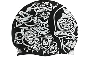 Swimxwin Gorro de Silicona Calavera | Gorro de Natación|Gorro de Piscina | Alta Comodidad y Adherencia | Diseño y Estilo Italiano