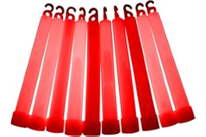 GLOWTOPIA 6 inch Premium (15mm) Glow Sticks (10 Pack, Red)