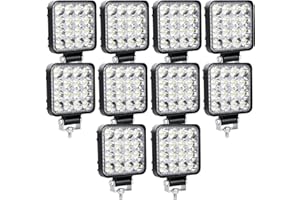 ‎SKYWORLD SKYWORLD 10pcs 12V led strahler kfz, 3.34 Zoll 48W Mini Spot scheinwerfer auto offroad beleuchtung nebelscheinwerfer für SUV ATV Traktor LKW 4x4, 6000K Weiß, led arbeitsscheinwerfer, led arbeitslicht