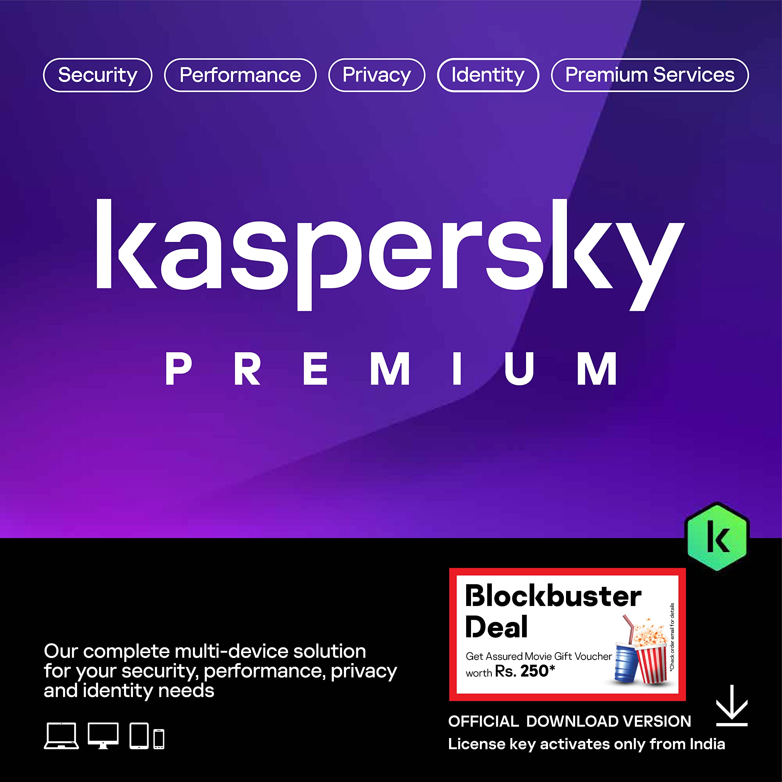 Kaspersky | Premium - Total Security (Ultimate Security) | 1 Device | 2 Years | Win assured Gift with every Purchase (Valid t