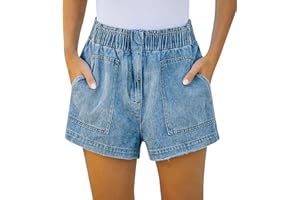 GENÉRICO Pantalones Cortos Mujer Jeans De Verano Cintura Alta Shorts Vaquero Bolsillo Vintage Ligero Ropa Adolescente Mujer Playa Original Gimnasio Pantalones Vaqueros Rotos