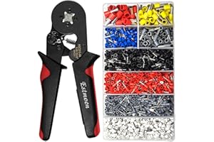 Crimpzangen Aderendhülsen Set, Estmoon Aderendhülsenzange mit 1800 Stück Kabelschuhe Tool Kit 0,08-10mm² für isolierte, unisolierte Drahtseil-Ratschenkabelschuhe