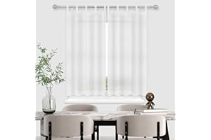 HOMEYA - Cortina Cocina Translúcida 140x220cm - Visillo Transparente Estampado para Ventana, Marco de puerta - 1 Unidad