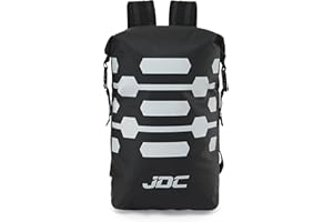 JDC Zaino Da Moto Dry Bag 100% Impermeabile Capacità Riflettente 25 L - Nero - Reflector