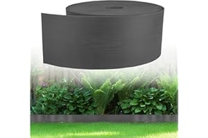 GARDENIX Bordure de pelouse Flexible en Plastique Aspect Bois - Longueur : 10 m - Hauteur : 8 cm - Anthracite
