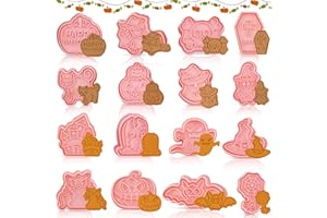 BGTLJKD 16 Pezzi Formine per Biscotti Halloween, 3D Tagliabiscotti Halloween Plastica Formine Biscotti Bambini Stampi per Biscotti, Formine Biscotti Halloween per Decorare Biscotto Dolci Torta