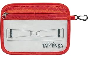 Tatonka Kosmetyczka Zip Flight Bag A6 – mała, przezroczysta torba do przewożenia płynów w bagażu podręcznym w samolocie, 16 x 12 cm (czerwono-pomarańczowa)