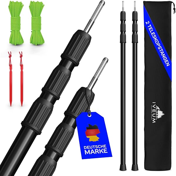 Mât De Tente Ou Bâche Bo-Camp Télescopique 3 Parties 93-230 Cm - Aluminium Robuste Et Compact