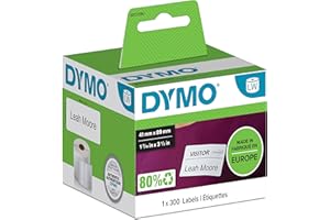 DYMO LW etichette per badge piccole | 41 mm x 89 mm | rotolo da 300 etichette facilmente staccabili | autoadesive | per etichettatrici LabelWriter | originali