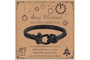 Toplstud Bracelets for Boys Girls - Christmas Bracelet Gifts for Son Daughter Grandson Granddaughter - Black Pink Braided Rope Bracelet - Xmas Jewellery Gift for Teenagers