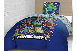 ‎FAMILANDO Familando Minecraft Wende Bettwäsche Set 2-teilig - 135x200 80x80 cm für Jungen - Creeper und TNT Motiv -100% Baumwolle mit Reißverschluss - Öko-Tex Zertifiziert Hautfreundlich & atmungsaktiv